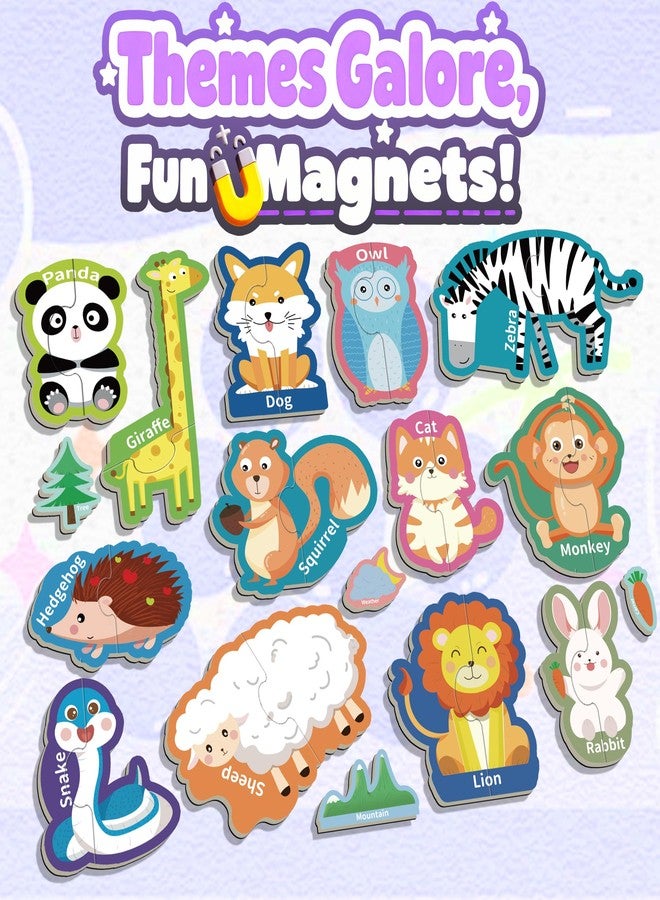 Flamax 2 Piece Puzzles for Toddlers 1-3 - 17 Self - Correcting Animal Magnetic Matching Puzzle for Toddler 1-3 for Fridge & Whiteboard, Heads and Tails Toddler Puzzle, 2 Piece Puzzles for Toddlers 1-3 - Image 2